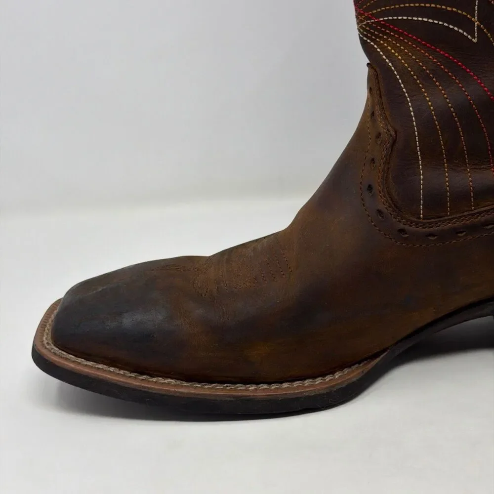 Ariat Sport Western Cowboy Boots Brown Leather Square Toe Men’s 10.5D 10010963
